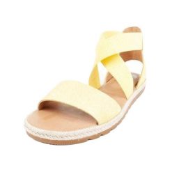 Sandały Damskie Jeden Kolor Skóra Pełnoziarnista Ella II. Żółte sandały Sorel, bez wzorów, ze skóry, sportowe, bez obcasa, bez zapięcia. Za 348.99 zł.