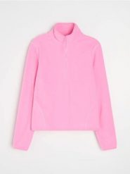 Polarowa bluza half-zip ze stójką - różowy. Czerwone bluzy bez kaptura Sinsay, l, bez wzorów, z polaru, bez kaptura. Za 39.99 zł.