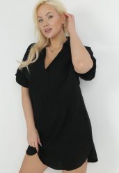 Czarna Bawełniana Sukienka Pudełkowa z Kołnierzykiem Aillia. Czarne sukienki Born2be, plus size, bez wzorów, z bawełny, bez kołnierzyka, plus size, bez ramiączek, mini. W wyprzedaży za 48.99 zł.