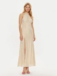 Guess Sukienka wieczorowa W2YK96 K3I20 Beżowy Regular Fit. Brązowe sukienki Guess, xl, z aplikacjami, z syntetyku, wizytowe, bez kołnierzyka, bez ramiączek. Za 439.99 zł.