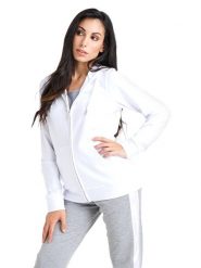 Bluza miękki z bawełna z kaptur na co dzień. Białe bluzy LEONE 1947 APPAREL, m, bez wzorów, z bawełny, bez ramiączek, bez kaptura. Za 231.51 zł.