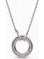 Pandora Srebrny naszyjnik z zawieszką - dł. 45 cm rozmiar: onesize. Szare naszyjniki Pandora, z materiału, z cyrkonią, srebrne. Za 429.95 zł.
