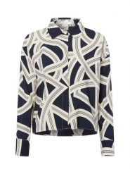 Opus Damska bluzka koszulowa - Famena lane Kobiety Sztuczne włókno niebieski|biały wzorzysty, 36. Białe bluzki Opus, bez wzorów, z włókna, bez kołnierzyka, bez ramiączek. Za 299.95 zł.