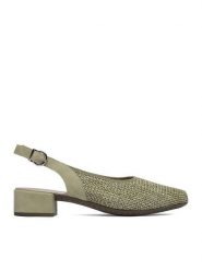 Rieker Czółenka CEO-47060-52 Zielony jasny. Zielone czółenka Rieker, bez wzorów, z materiału, bez obcasa, bez zapięcia. Za 299.99 zł.