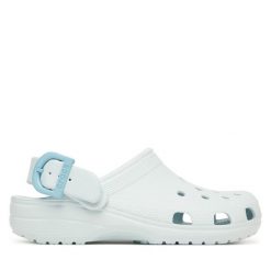Klapki Crocs. Niebieskie klapki Crocs, bez wzorów, bez obcasa, bez zapięcia. Za 259.99 zł.