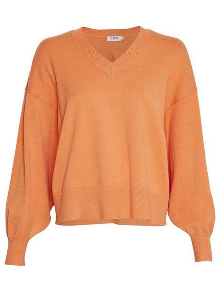 MOSS COPENHAGEN Sweter "Hanalise Rachelle" w kolorze pomarańczowym rozmiar: S/M. Pomarańczowe swetry Moss Copenhagen, m, bez wzorów, z wiskozy, klasyczne, bez ramiączek. Za 144.24 zł.