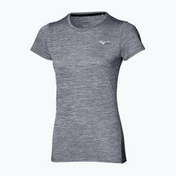 Koszulka do biegania damska Mizuno Impulse Core Tee. Szare t-shirty sportowe Mizuno, s, bez wzorów, z materiału, bez ramiączek, do biegania. Za 62.99 zł.