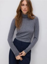 Wełniany sweter z golfem - szary. Szare swetry Reserved, l, bez wzorów, z dzianiny, bez ramiączek. Za 159.99 zł.