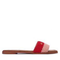 Klapki Tommy Hilfiger. Czerwone klapki Tommy Hilfiger, bez wzorów, bez obcasa, bez zapięcia. Za 329.99 zł.