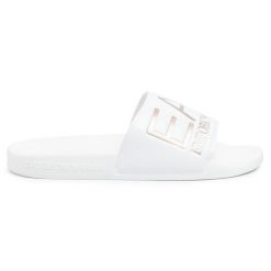 Klapki EA7 Emporio Armani. Białe klapki EA7 Emporio Armani, bez wzorów, bez obcasa, bez zapięcia. Za 149.99 zł.
