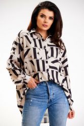 Koszula Oversize w Czarne Litery. Czarne koszule Awama, uniwersalny, bez wzorów, z elastanu, bez kołnierzyka, bez ramiączek. Za 279.90 zł.