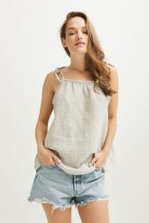 TOP MIA JASNO SZARY L - Flawless. Szare topy Flawless, l, bez wzorów, z dzianiny, eleganckie, bez kołnierzyka, bez ramiączek. Za 105.00 zł.
