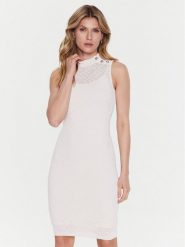 Guess Sukienka dzianinowa Paula W3GK62 Z36O0 Szary Slim Fit. Szare sukienki Guess, s, z aplikacjami, z dzianiny, bez kołnierzyka, bez ramiączek. Za 329.99 zł.