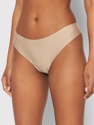 Selmark Stringi Basicos 00241 Beżowy. Brązowe stringi Selmark, bez wzorów, z syntetyku. Za 39.99 zł.
