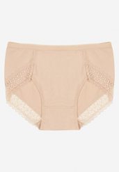 Beżowe Majtki Figi z Bawełny z Koronkową Lamówką Idilea. Brązowe figi Born2be, bez wzorów, z bawełny. Za 9.99 zł.