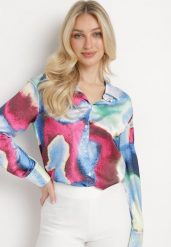 Niebiesko-Różowa Koszula w Abstrakcyjny Wzór Tie-Dye Ivarte. Niebieskie koszule Born2be, l, bez wzorów, bez kołnierzyka, bez ramiączek. W wyprzedaży za 127.49 zł.