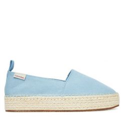Espadryle Calvin Klein Jeans. Niebieskie espadryle Calvin Klein Jeans, bez wzorów, z jeansu, bez obcasa. Za 349.99 zł.