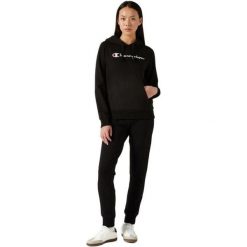 Bluza Z Kapturem Z Kangurką Dla Kobiet. Czarne bluzy Champion, l, bez wzorów, z bawełny, z kapturem, trekkingowe. Za 356.99 zł.