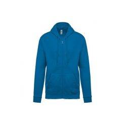 Bluza z kapturem i zamkiem błyskawicznym Kariban. Niebieskie bluzy z kapturem KARIBAN, uniwersalny, bez wzorów, z bawełny, z kapturem. Za 195.50 zł.