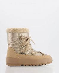 BEŻOWE ŚNIEGOWCE 6188 GUM BEIGE. Brązowe botki Venezia, bez wzorów, bez obcasa, bez zapięcia. Za 299.00 zł.