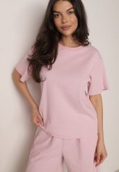 Różowy Klasyczny T-shirt z Bawełny o Prostym Kroju Phemeni. Czerwone t-shirty Born2be, l, bez wzorów, z bawełny, eleganckie, bez kołnierzyka, bez ramiączek. Za 59.99 zł.