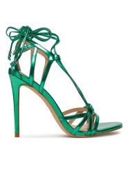 Pinko Sandały Cacila 03 SD0037 E003 Zielony. Zielone sandały Pinko, bez wzorów, ze skóry, bez obcasa, na szpilce, bez zapięcia. Za 1,229.00 zł.