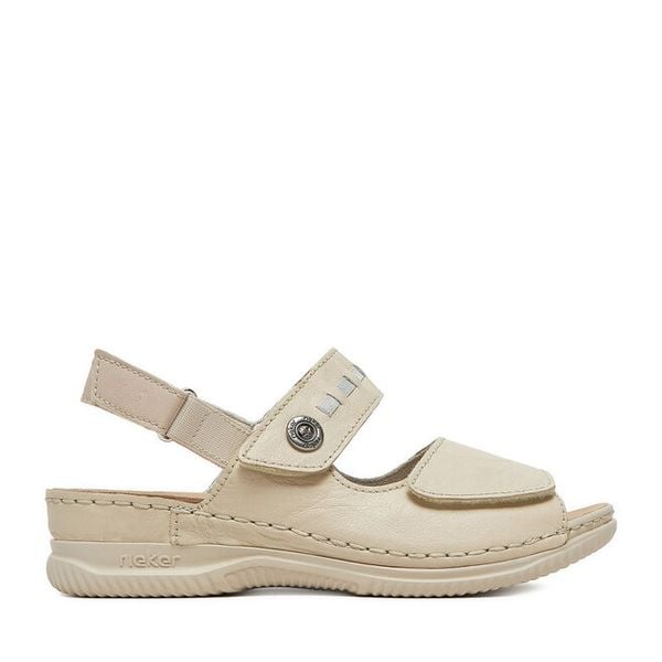 Sandały Rieker. Białe sandały Rieker, bez wzorów, bez obcasa, na płaskiej podeszwie, bez zapięcia. Za 251.99 zł.