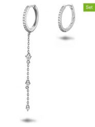 Les Favorites Srebrne kolczyki-kreole (2 szt.) z cyrkoniami rozmiar: onesize. Szare kolczyki Les Favorites, z cyrkonią, srebrne. Za 86.99 zł.