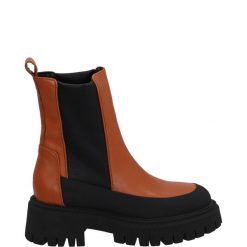 BRĄZOWE BOTKI 1845 TAN-NERO. Brązowe botki Venezia, bez wzorów, ze skóry, bez obcasa, bez zapięcia. Za 299.00 zł.