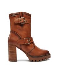 Pikolinos Botki W1J-8791 Brązowy. Brązowe botki Pikolinos, bez wzorów, ze skóry, bez obcasa, na słupku, bez zapięcia. Za 619.99 zł.