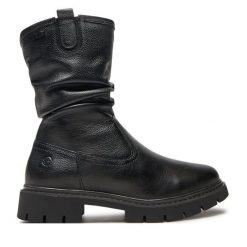 Botki Tamaris. Czarne botki Tamaris, bez wzorów, bez obcasa, na płaskiej podeszwie, bez zapięcia. Za 339.99 zł.