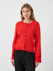 YAS Kardigan "Yas" w kolorze czerwonym rozmiar: XS. Czerwone swetry YAS, xs, bez wzorów, bez ramiączek. Za 194.95 zł.