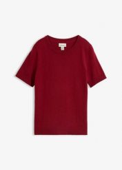 Cienki sweter z miękkiej mieszanki wełny. Fioletowe swetry bonprix, bez wzorów, z dzianiny, bez ramiączek. Za 169.99 zł.