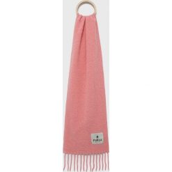Furla szalik wełniany kolor różowy gładki. Czerwone szaliki i kominy Furla, bez wzorów, z tkaniny. Za 509.99 zł.