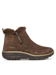 Skechers Botki Easy Going 167862/CHOC Brązowy. Brązowe botki Skechers, bez wzorów, ze skóry, bez obcasa, na płaskiej podeszwie, bez zapięcia. Za 261.99 zł.