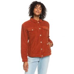 Kurtka damska Roxy On The Block Corduroy Trucker. Brązowe kurtki Roxy, s, bez wzorów, z bawełny, bez kaptura. W wyprzedaży za 252.49 zł.