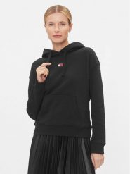 Tommy Jeans Bluza Badge DW0DW17326 Czarny Boxy Fit. Czarne bluzy Tommy Jeans, l, bez wzorów, z bawełny, bez kaptura. Za 249.99 zł.