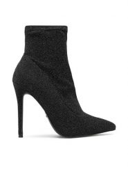 DeeZee Botki KL-HT6933-1 Czarny. Czarne botki DeeZee, bez wzorów, z materiału, bez obcasa, na szpilce, bez zapięcia. Za 99.99 zł.