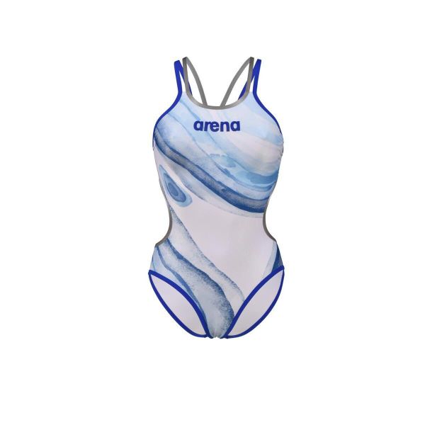 Damski kostium kąpielowy 1-częściowy Arena Double Cross. Białe stroje jednoczęściowe Arena, bez wzorów, sportowe. Za 269.50 zł.