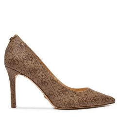 Szpilki Guess. Brązowe szpilki Guess, z aplikacjami, bez obcasa, na szpilce, bez zapięcia. Za 569.99 zł.