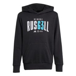Bluza z kapturem Mercedes - AMG Petronas Formula One Team George Russell. Czarne bluzy adidas, m, bez wzorów, młodzieżowe, bez ramiączek, z kapturem. Za 259.00 zł.