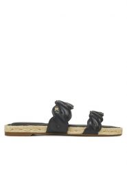 Tommy Hilfiger Klapki Leather Rope Espadrille Mule FW0FW08503 Czarny. Czarne klapki Tommy Hilfiger, bez wzorów, ze skóry, bez obcasa, bez zapięcia. Za 249.99 zł.