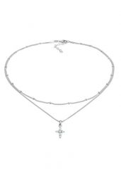 Elli Damski choker z zawieszką w kształcie krzyża z cyrkoniami ze srebra próby 925 Sterling Silver Naszyjniki 1 ct. Szare naszyjniki Elli, z materiału, z cyrkonią, srebrne. Za 198.99 zł.