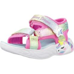 Sandały SKECHERS 302682N Rose. Czerwone sandały Skechers, bez wzorów, z tkaniny, bez obcasa, bez zapięcia. Za 217.99 zł.