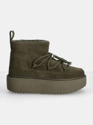 INUIKII Skórzane botki zimowe "Classic Low Platform" w kolorze khaki rozmiar: 37. Brązowe botki Inuikii, bez wzorów, ze skóry, bez obcasa, na platformie, bez zapięcia. Za 799.25 zł.