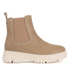 Botki Go Soft. Brązowe botki GO SOFT, bez wzorów, bez obcasa, na płaskiej podeszwie, bez zapięcia. Za 159.99 zł.