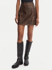 Guess Spódnica z imitacji skóry W5YD46 WHDI0 Brązowy Regular Fit. Brązowe spódnice Guess, l, z aplikacjami, ze skóry. Za 359.99 zł.