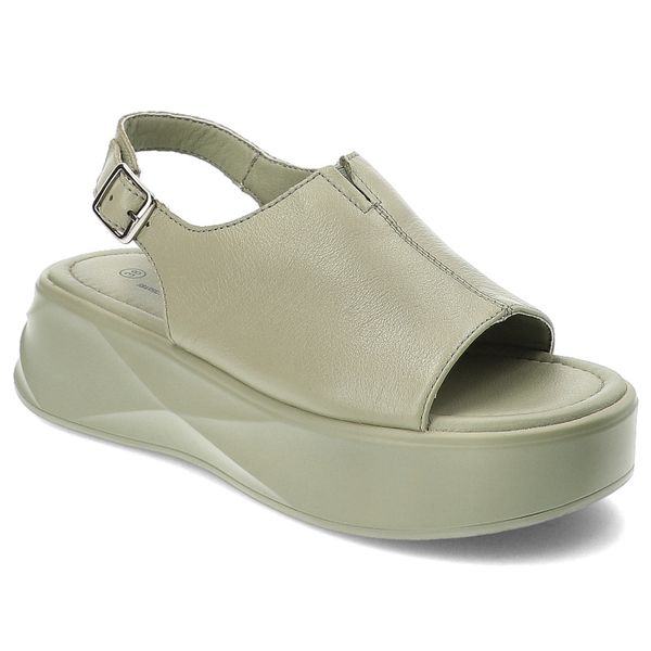 Zielone Sandały S.Barski Modne Obuwie Damskie. Zielone sandały S.BARSKI, bez wzorów, z materiału, eleganckie, bez obcasa, bez zapięcia. Za 179.00 zł.