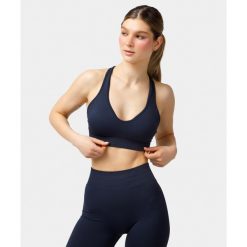 Biustonosz bezszwowy Carpatree Elite granatowy. Niebieskie biustonosze sportowe Carpatree, bez wzorów, na fitness i siłownię. W wyprzedaży za 129.99 zł.