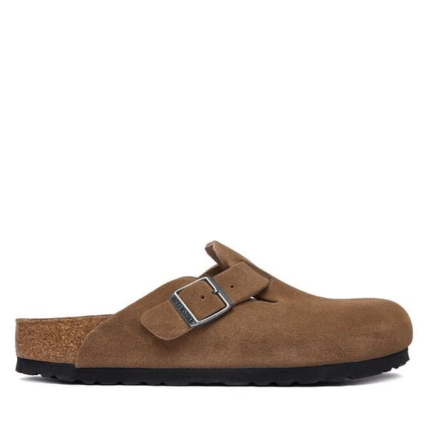 Klapki Birkenstock. Brązowe klapki Birkenstock, bez wzorów, bez obcasa, bez zapięcia. Za 694.99 zł.